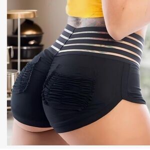 Black booty bottoms scrunch butt shorts lingerie rave festival sexy yoga gym new